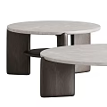 Modern Round Coffee Table Design With Marble Top And Dark Wooden Frame