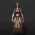 Mythical Game Movie Character With Long Hair Pale Face Pink Top And Dark Brown Robe