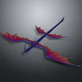Flying Fantasy Dragon Character in Game and Movie with Red Purple Wings and Long Tail