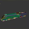 Blue Streamlined Train With Shiny Surface Reflective Finish And Detailed Wheels On Gray Background