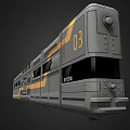 Gray Train With Yellow Stripes Number 03 Armco Logo And Side Windows