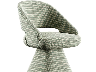 Elegant Modern Upholstered Leisure Chair With Houndstooth Pattern Curved Armrests And Sturdy Base 3d model