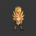 Golden Phoenix Game Character With Fiery Feathers And Armored Legs