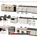 Modern Bar Counter Designs With High Stools Cabinet Storage And Decorative Elements 3d model