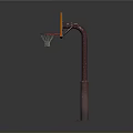 Outdoor Basketball Hoop With White Backboard Orange Rim And Brown Pole