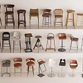 Bar Stools with Various Modern Designs and Styles in Collection 3d model