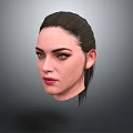 Realistic 3D Character Head Model With Dark Hair And Side Profile 3d model