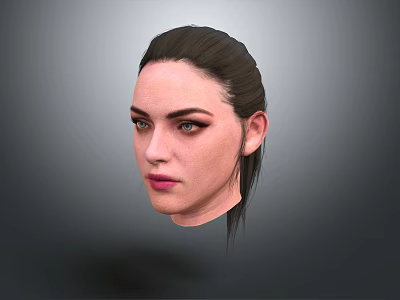 Realistic 3D Character Head Model With Dark Hair And Side Profile 3d model