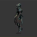 Armored Fantasy Character And Biomechanical Creature 3D Model With Teal Brown Design Features