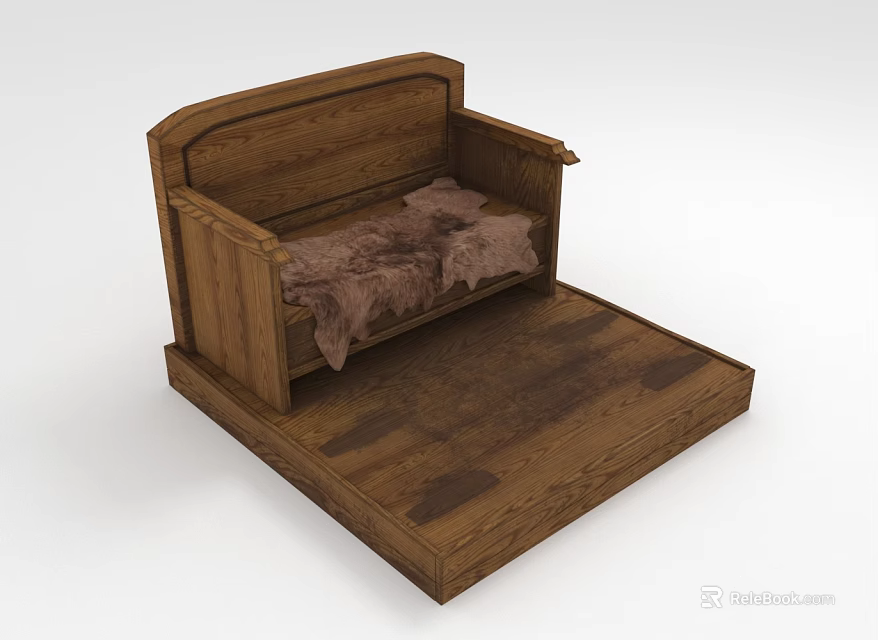 Wooden Multi Seat Sofa With Solid Wood Frame And Soft Seat Cover Design 3d model 