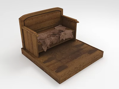 Wooden Multi Seat Sofa With Solid Wood Frame And Soft Seat Cover Design 3d model
