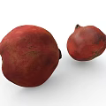 Two Fresh Red Pomegranates Ripe Whole Healthy Natural Organic Fruit On White Background