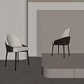 Modern Beige Leather Leisure Chair With Black Metal Legs And Curved Backrest