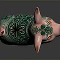 Pink And Green Pig Shaped Household Decoration With Intricate Floral Patterns