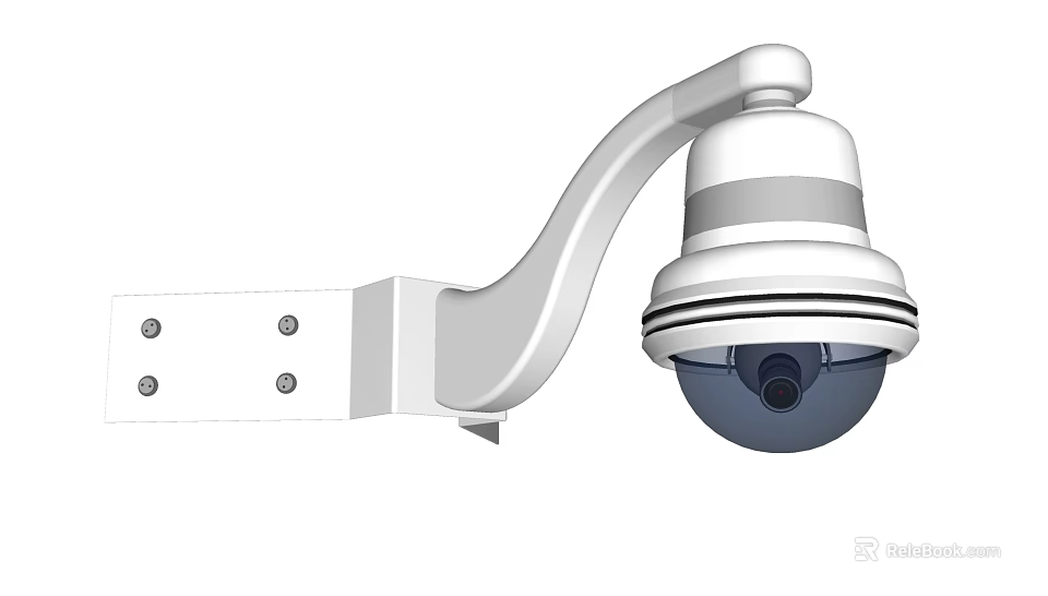 Projection Monitoring Dome Camera With Curved Arm Mounting Bracket Design 3d model 