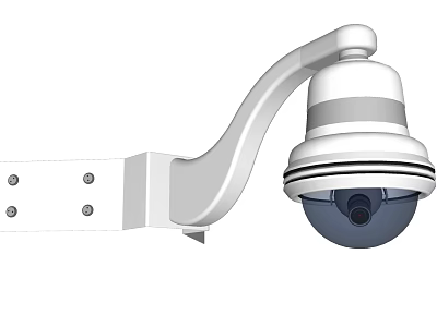 Projection Monitoring Dome Camera With Curved Arm Mounting Bracket Design 3d model
