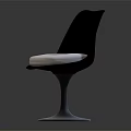 Modern Leisure Chair With Black Curved Backrest White Padded Seat And Round Base