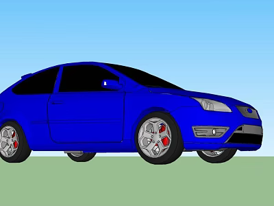 Blue Two Door Car With Silver Alloy Wheels And Sporty Exterior Design 3d model