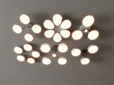Modern Light Fixture Set With Circular Design Warm Glow And Multiple Lamp Arrangement 3d model