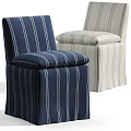 Navy Blue and Off White Striped Upholstered Dining Chairs with Elegant Classic Design
