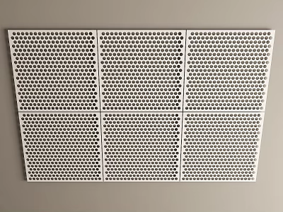 White Perforated Ceiling Design With Square Panels In Grid Pattern For Modern Interior 3d model