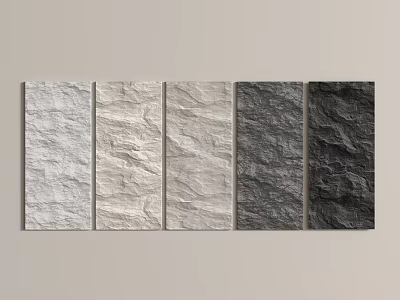 Textured Stone Background Wall Panels With Light To Dark Gray Color Gradient 3d model