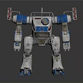 Sci Fi Robotic Character With Blue White Mechanical Design And Red Accent Lights 3d model