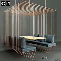 Modern Table and Chair Set with Copper Frame Deep Blue Cushioned Seats for Stylish Interiors