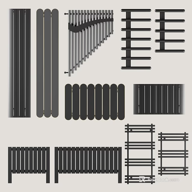 Modern Bathroom Cabinet Rack With Multiple Metal Frame Designs And Storage Solutions 3d model 