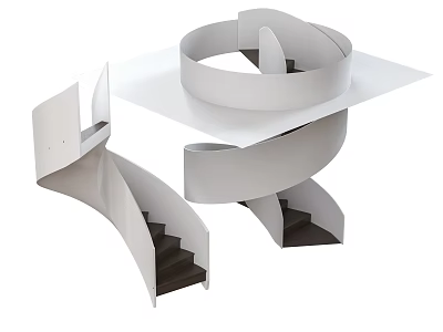 Elegant Modern Spiral Staircase With White Structure And Black Steps Design 3d model