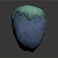 Wood Stone Blue Decorative Object With Green Dripping Texture Design