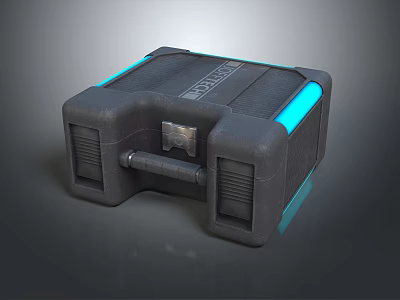 Black Hard Shell Box With Textured Surface Blue LED Lights Metal Latch And Handle 3d model