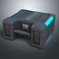Black Hard Shell Box With Textured Surface Blue LED Lights Metal Latch And Handle 3d model