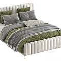 Elegant Modern Double Bed With Tufted Velvet Headboard Decorative Pillows And Throw Blanket