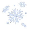 Stylish Blue White Snowflake Ornament Decoration Set With Small Round Balls