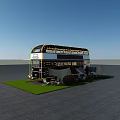 Double Decker Bus Transformed Into Outdoor Leisure Space With Seats Grass And Tree
