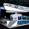 ST Microcontroller Exhibition Booth Design With Smart Car Display Screens And Modern Setup 3d model