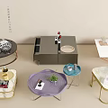 Modern Coffee Tables With Metal Frames Various Shapes And Decorative Trays 3d model