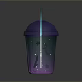 Colorful Gradient Cup With Straw Transparent Lid And Moon Star Patterns For Refreshing Drink