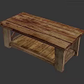 Rustic Solid Wood Functional Coffee Table With Lower Storage Shelf For Cozy Home Living Space