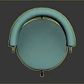 Stylish Turquoise Upholstered Chair With Curved Armrests Round Seat And Metal Frame