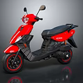 Red Electric Scooter With Modern Design White Stripes Black Seat And Red Rims