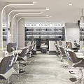 Modern Beauty Hair Salon Interior Design With White Column Green Plants And Styling Chairs