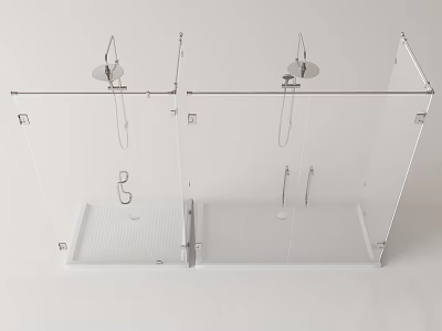 Modern Shower Sauna Interior With Glass Partitions And Shower Head Fixtures 3d model