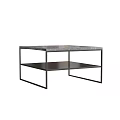 Modern Coffee Table With Marble Top And Black Metal Frame Lower Shelf 3d model