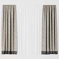 Elegant Gray Curtains With White Sheer Panel And Decorative Bottom Edge 3d model