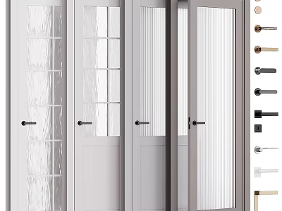 Modern Swing Doors With Glass Panel Designs Various Styles And Door Handle Options 3d model