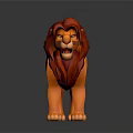 Cartoon Lion 3D Model With Red Mane Orange Body Vibrant Expression And Dark Background