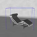 Modern Black Leisure Chair With Curved Metal Frame And Leather Cushion