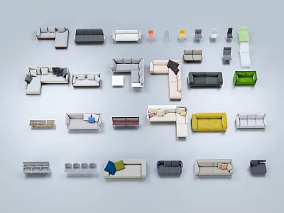 Various Modern Sofa Combinations With Different Styles Colors And Modular Designs 3d model